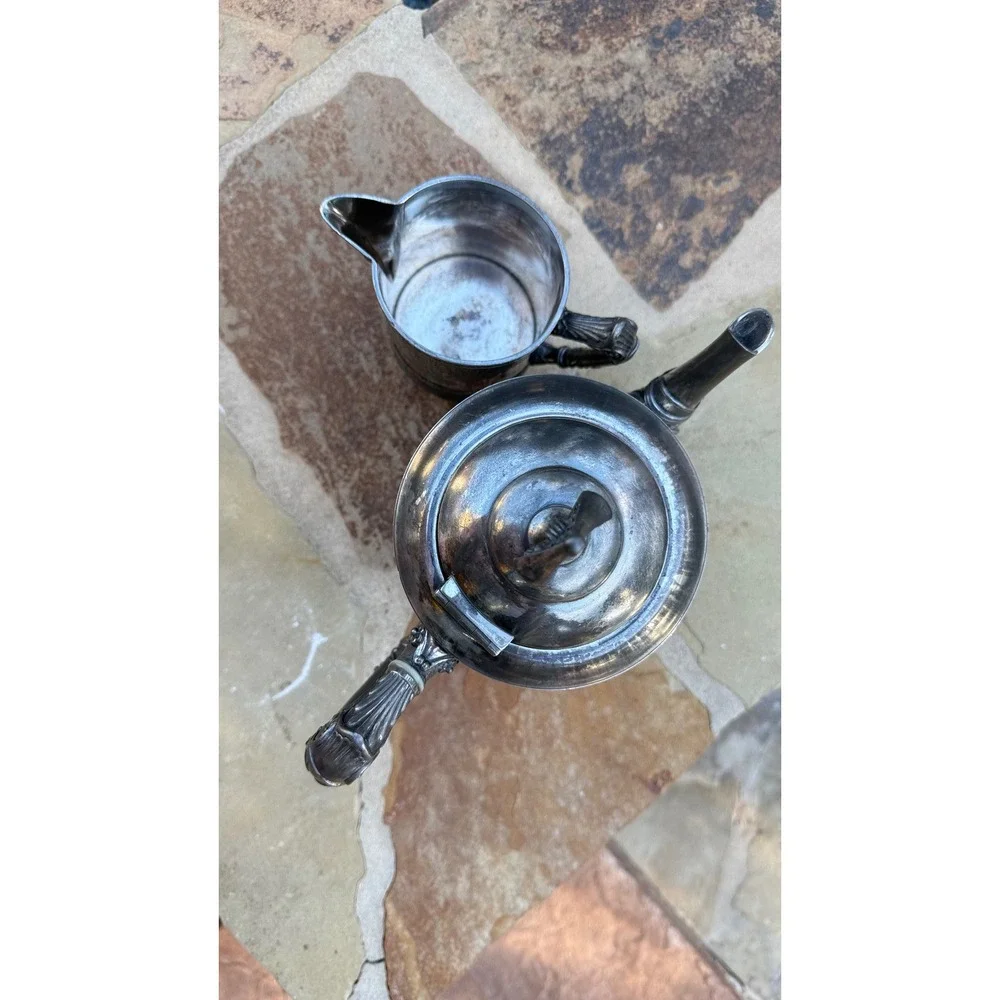 Antique Meriden Britannia 1926 Silverplate‎ Teapot Creamer Victorian Aesthetic